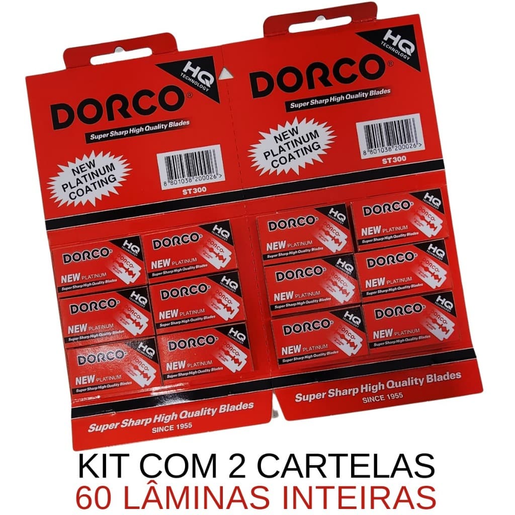 Kit com 2 cartelas Lâmina Dorco Red - 60 Lâminas Para Barbear inteiras