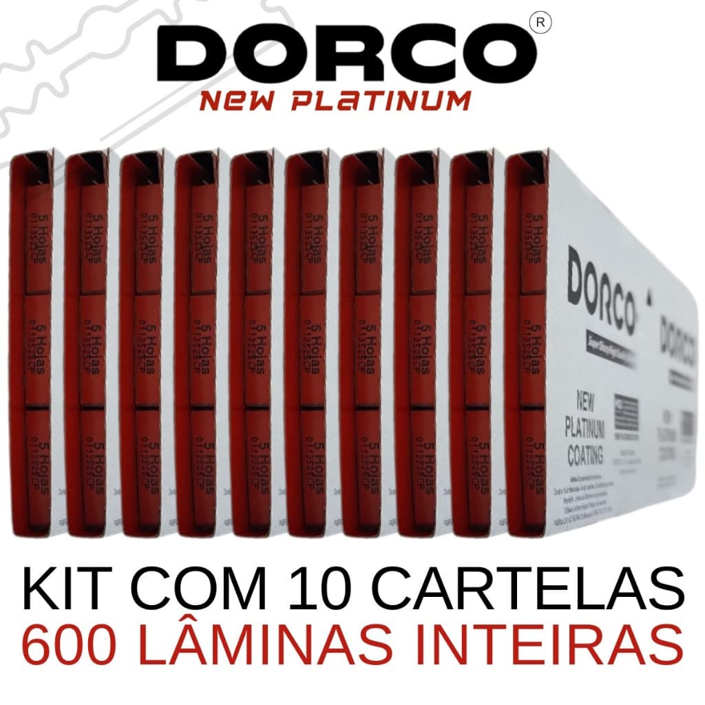 Kit com 10 cartelas Lâmina Dorco Red - 600 Lâminas Para Barbear inteiras
