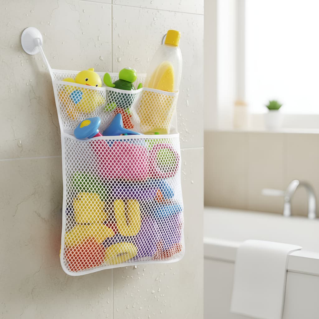 Rede Organizadora Brinquedos Banho Bebê 40x30cm com Ventosas Secagem Rápida