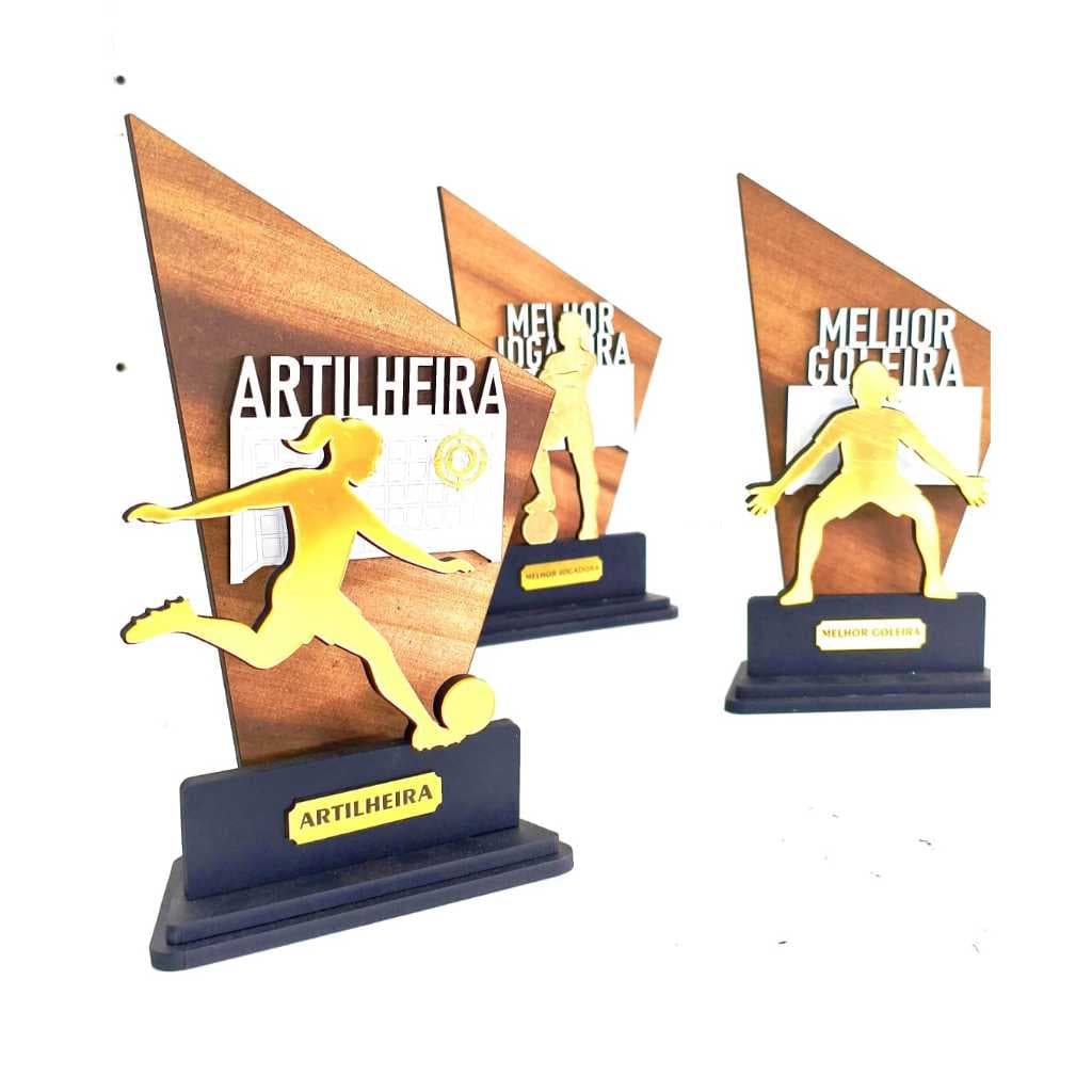 Troféu de Premiação Futebol Feminino - ARTILHEIRA, MELHOR GOLEIRA, MELHOR JOGADORA-