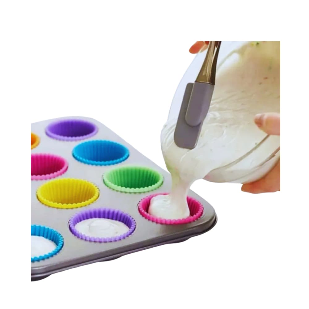 Kit com 12 Formas de Silicone Coloridas, Forminhas que Não Grudam e Deixam Seus Cupcakes Perfeitos!