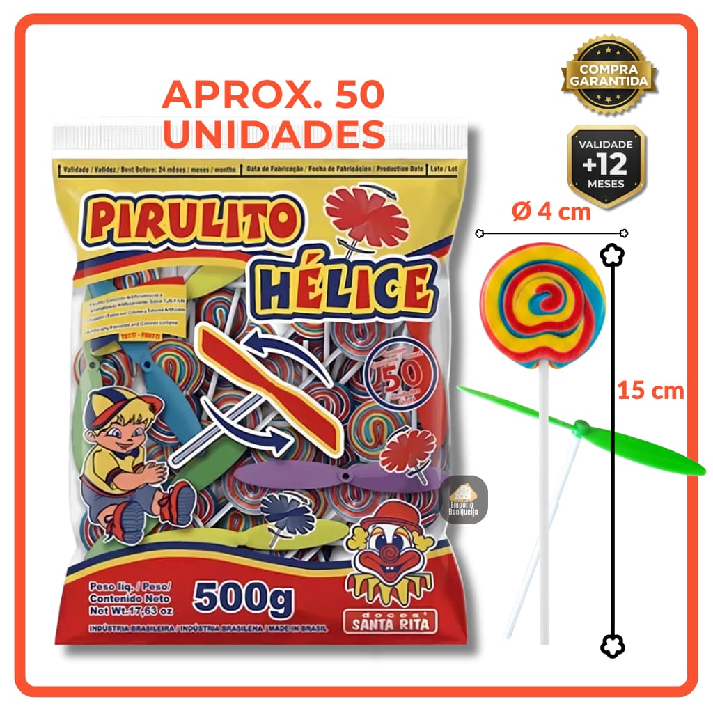 Pirulito Psicodélico com Hélice 50 Unidades - Doces Santa Rita | Brinquedo e Diversão