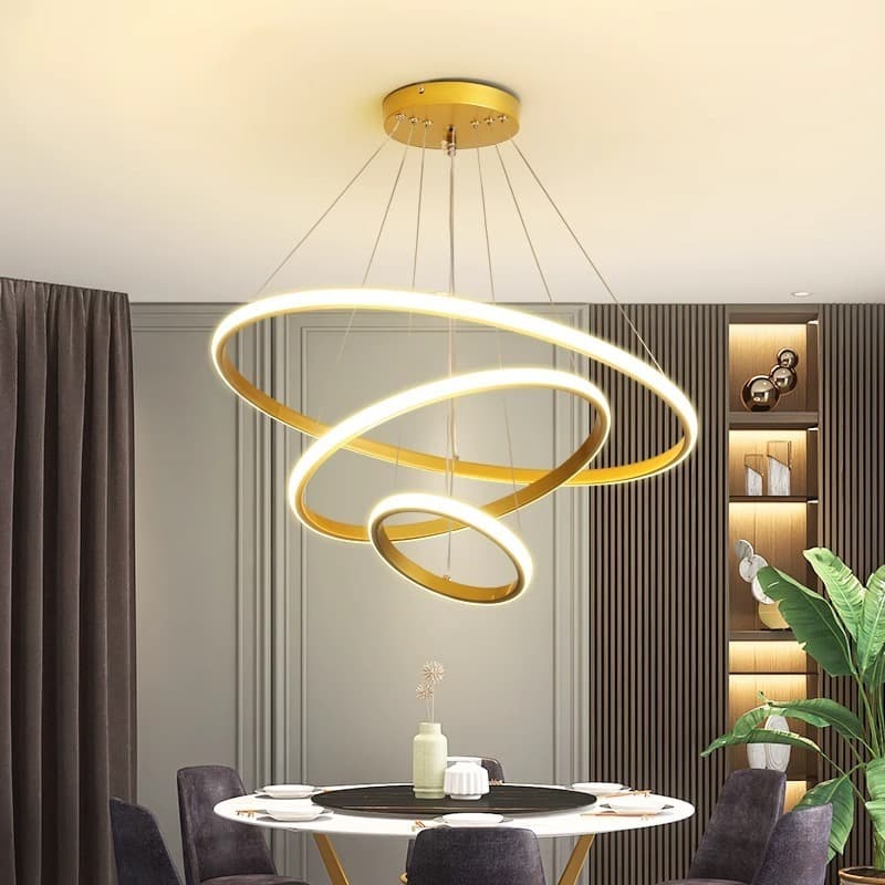 Lustre 3 Arcos LED luz 3 em 1 Pendente Anéis Aros Luminária de Teto Moderna Sala de estar O15