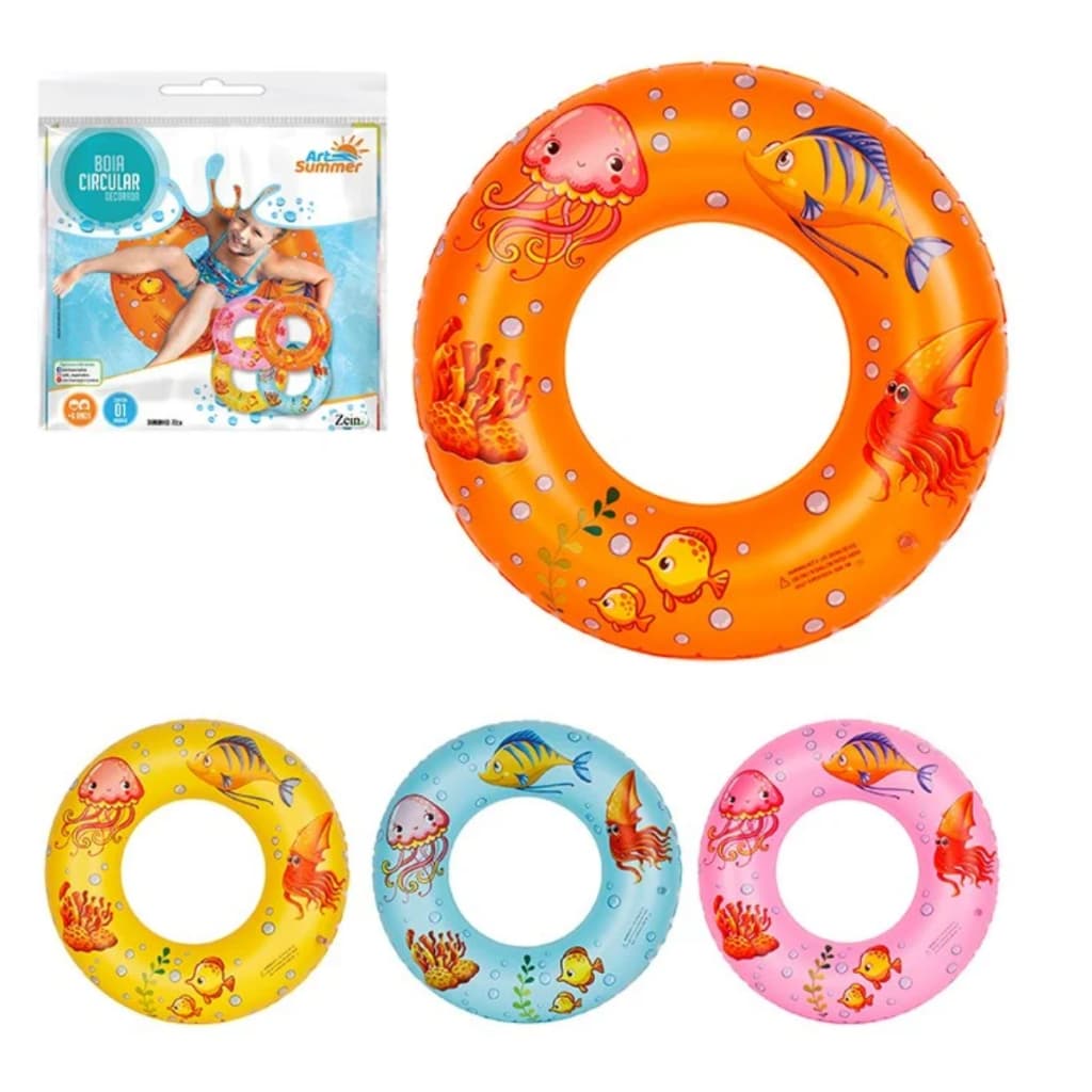 Boia Circular Inflável Decorada 63cm | Piscina Praia Verão Diversão Infantil
