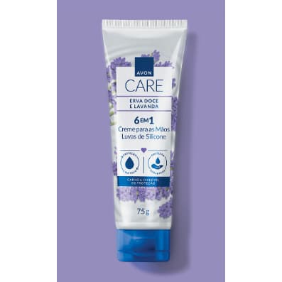 AVON CARE CREME PROTETOR PARA MÃOS LUVAS DE SILICONE ERVA DOCE E LAVANDA 75G