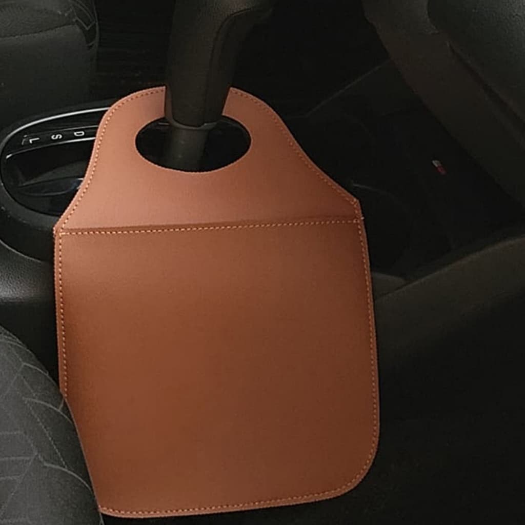 Lixeira Universal para Carro em Couro com Costura Reforçada Acessório Organizador Veicular