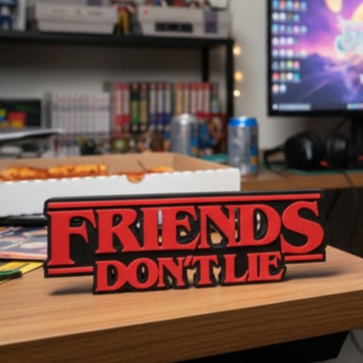Placa decorativa Friends Don´t Lie Stranger Things Letreiro 3D