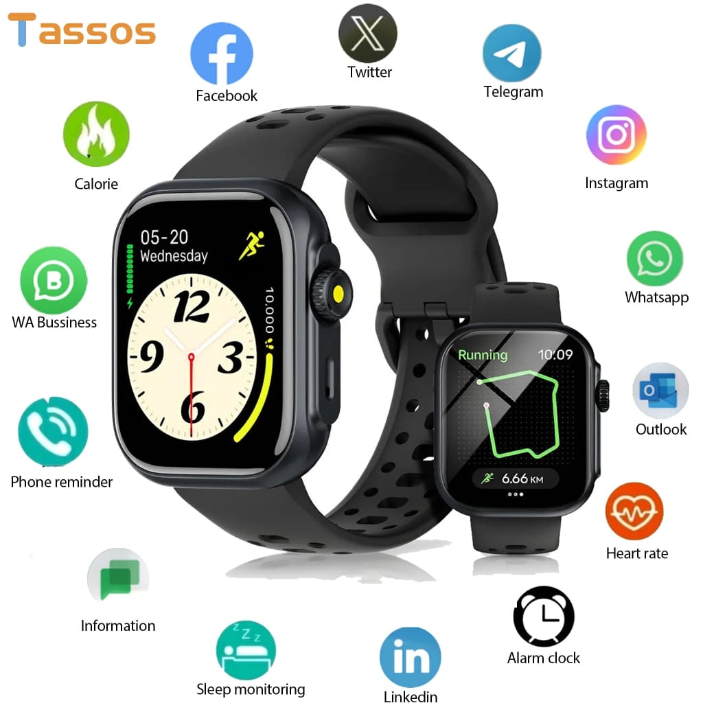 TASSOS Relogio Smartwatch 1,85'' chamada Bluetooth,GPS ,à prova de água 3ATM com Alexa assistente