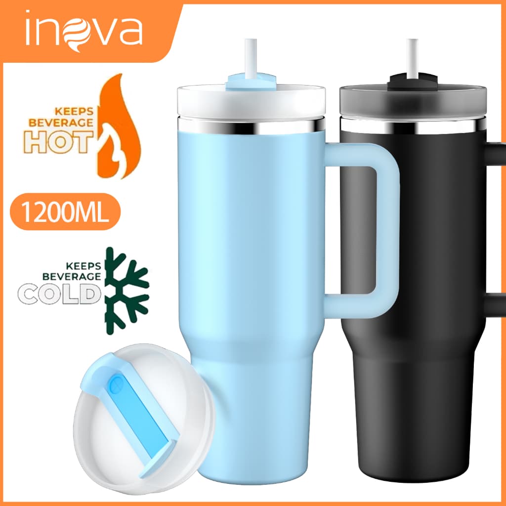 Garrafa Térmica 1200ml Aço Inox 304 - Mantém 24H GELADO/QUENTE! Com Canudo e Tampa Antivazamento.Ideal Academia/Trabalho