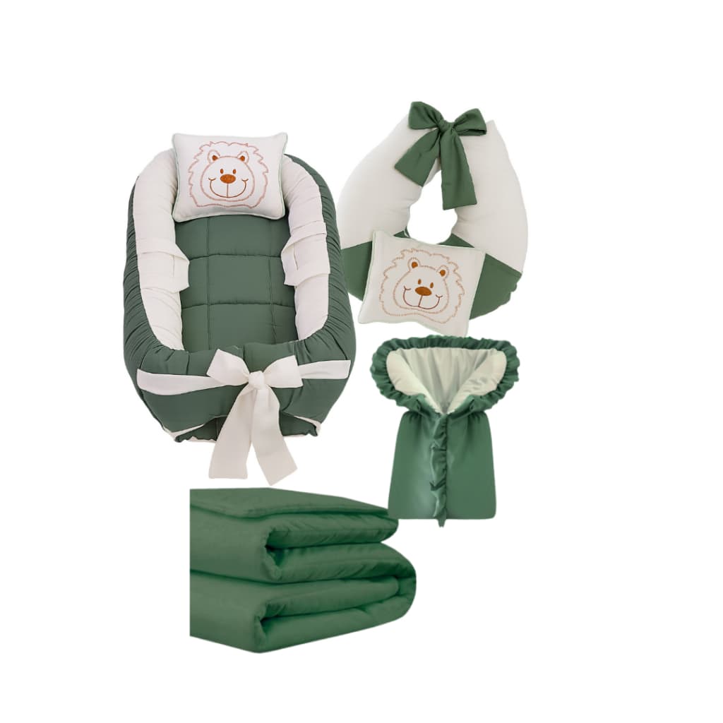 Kit 4 Peças Ninho Redutor, Almofada Amamentação, Porta Saco de Dormir e Edredom