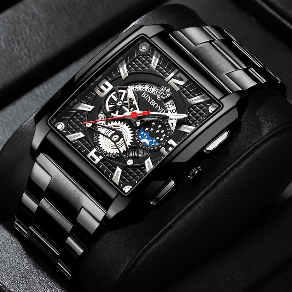 VETRA Relógio Masculino Original Relogio Luxo a Prova d Água Presente para Homem Aço Inoxidável Preto B6575