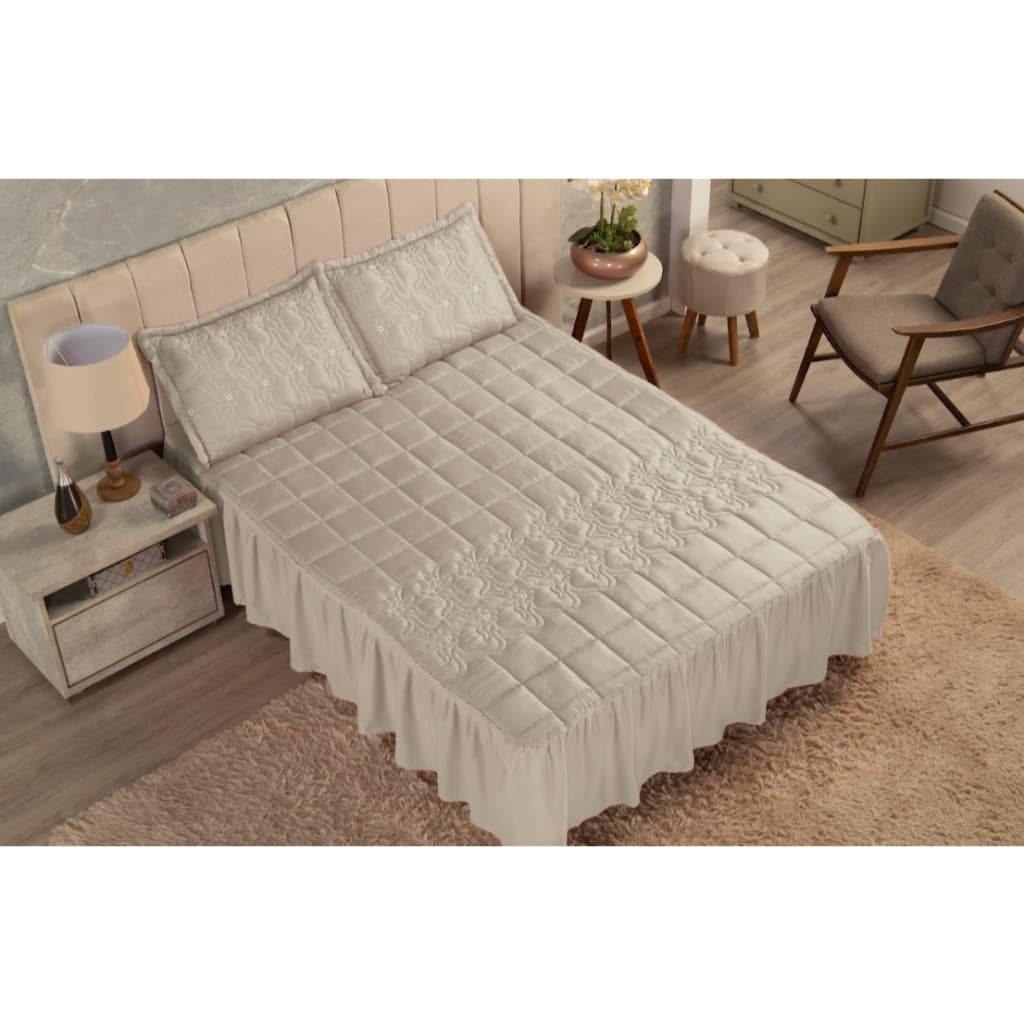 Jogo de Cama Colcha Diva Cobre Leito 3 Peças Casal Padrão