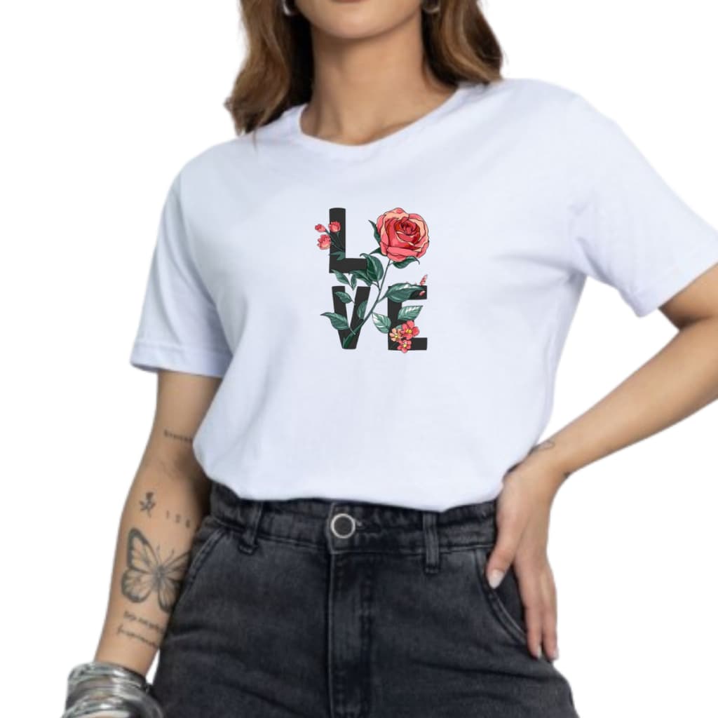 Camiseta T-Shirt Feminino Estampada Love Ref 077 - Envio Imediato