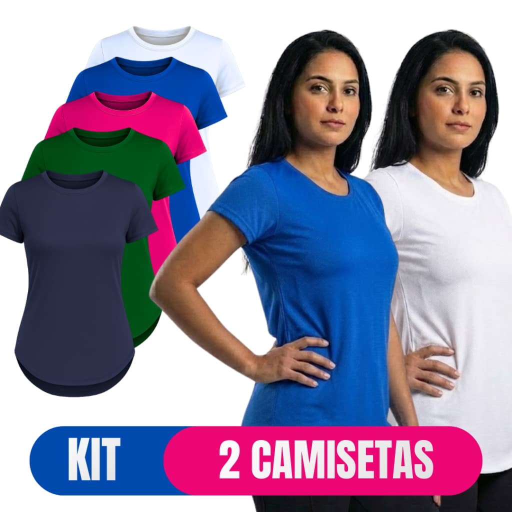 Kit 2 Camisetas Blusa Feminina Dry Fit Poliéster com Tapa Bumbum para treino academia