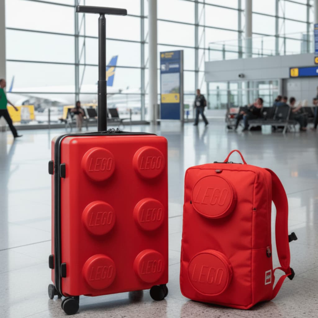 Kit Viagem Conjunto Mochila Bordo E Mala Roda Dupla 360° Zíper Expansivel E Alça Lego Bricks Oficial