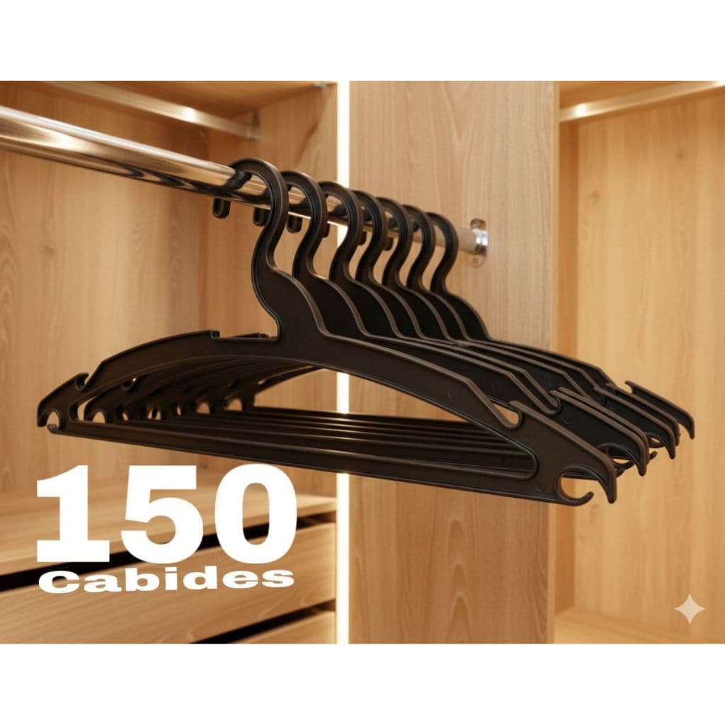 Cabide Adulto Preto Reforçado 39cm - Suporta até 5kg - kits com 150 Unidades