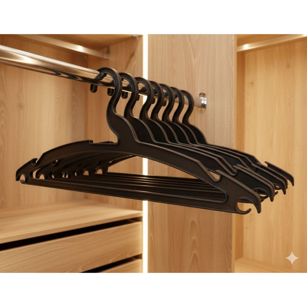 Cabide Adulto Preto Reforçado 39cm - Suporta até 5kg - kits com 30,40,50 ou 100 Unidades
