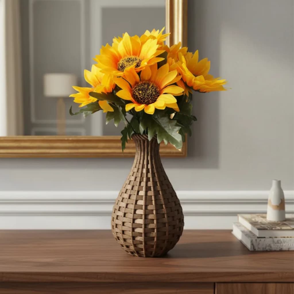 Arranjo Vaso + Flor Girassol Planta Artificial