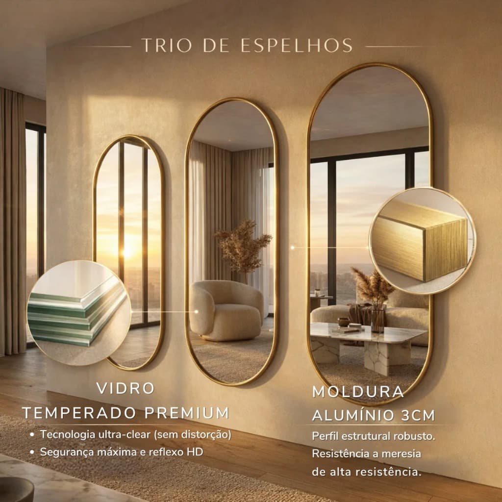 Espelho Lopazzi Oval Decorativo Sala Quarto Hall Design Minimalista