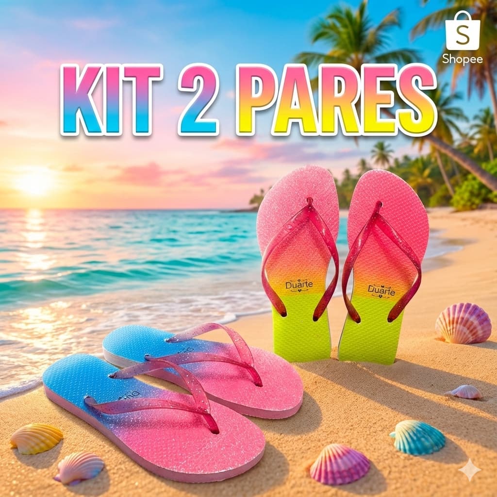 Kit 2 Pares de Chinelo Sandalia Feminino Adulto Verão Slim Mais Vendidos