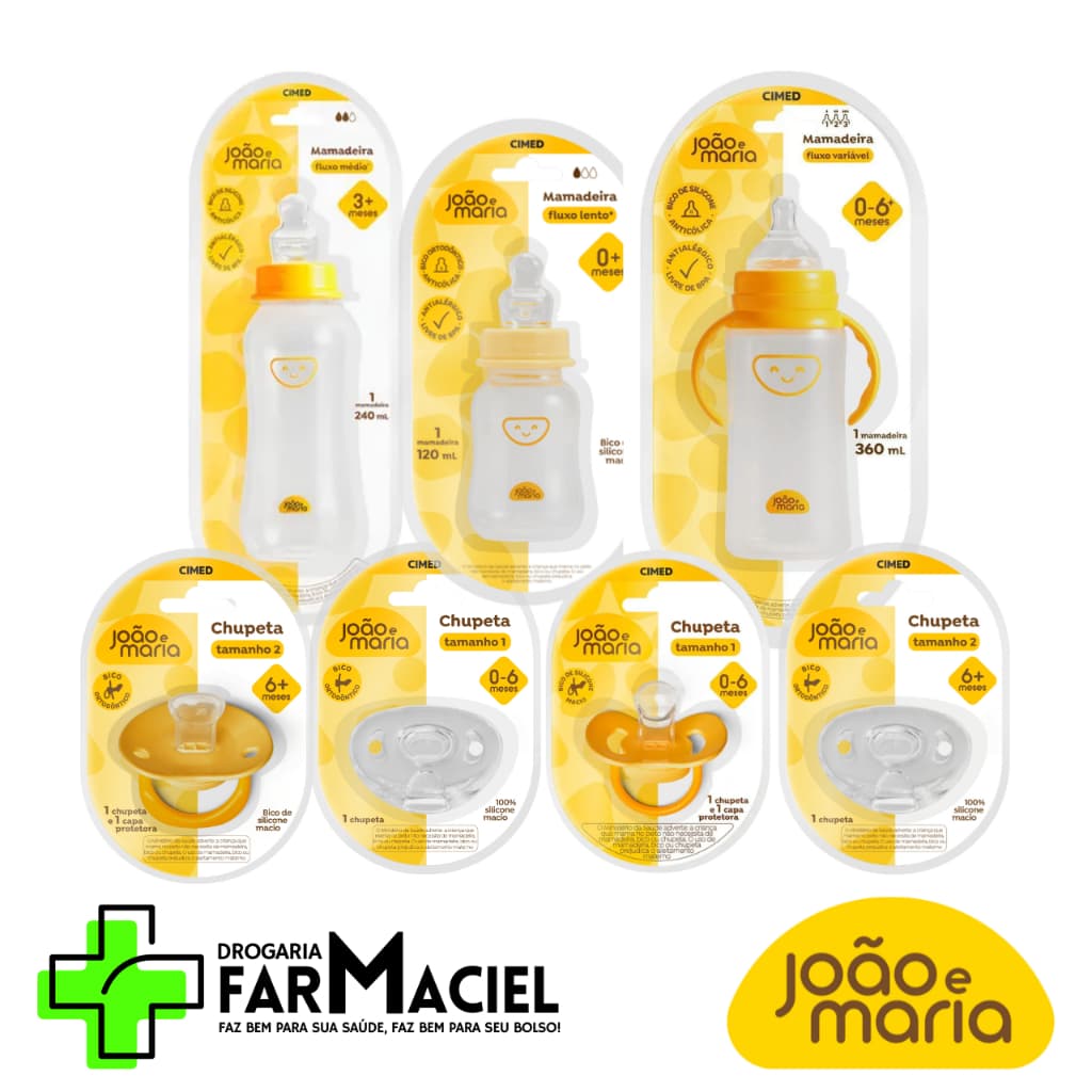 Bebê Cimed João e Maria – Mamadeira e Chupeta BPA Free