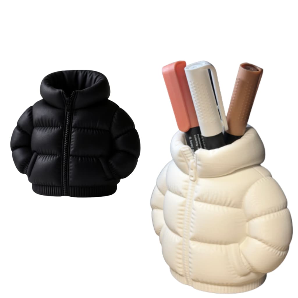 Porta-Canetas Jaqueta Puff Organizador de Mesa Criativo Decoração Moderna p/Escritório e Home Offic