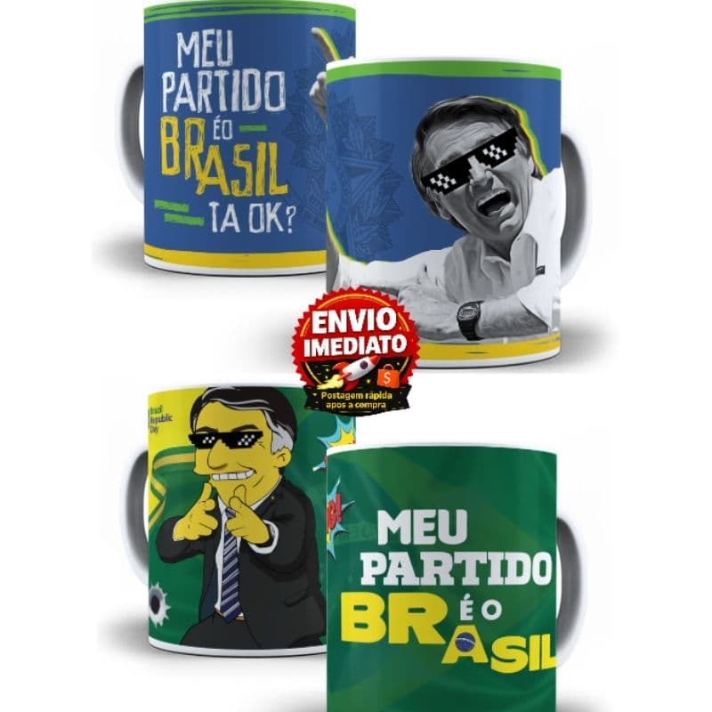 Caneca Cerâmica 325ml Bolsonaro Presidente Mito Brasil Meme