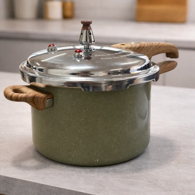 Panela de Pressão Indução 4,2L Max Chef Wood Antiaderente Cerâmica Segurança Tripla Cozimento Rápido