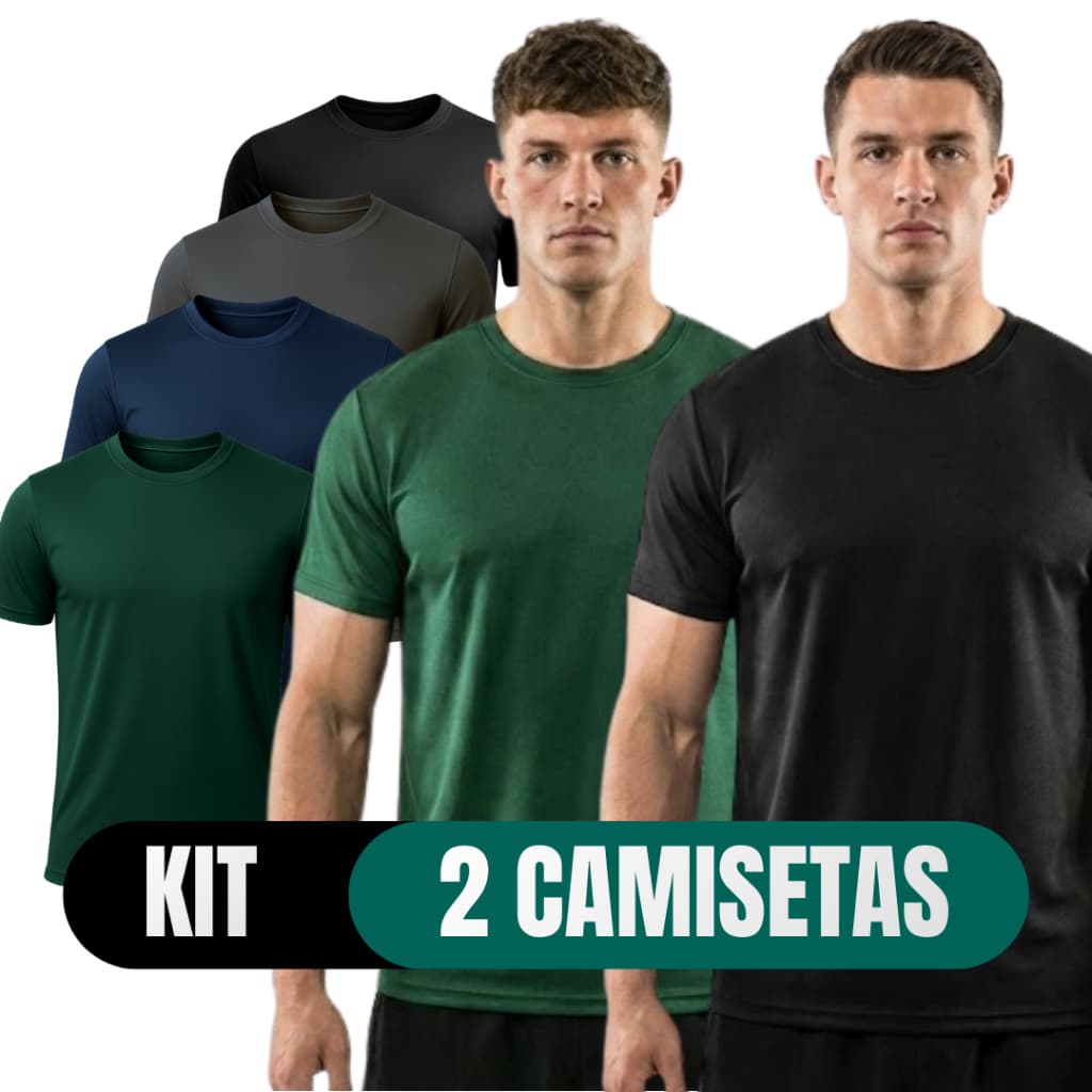 Kit 2 Camisetas Masculina Dry Fit Básica Slim Fit com proteção UV para Treino e Dia a Dia ( ver kits )
