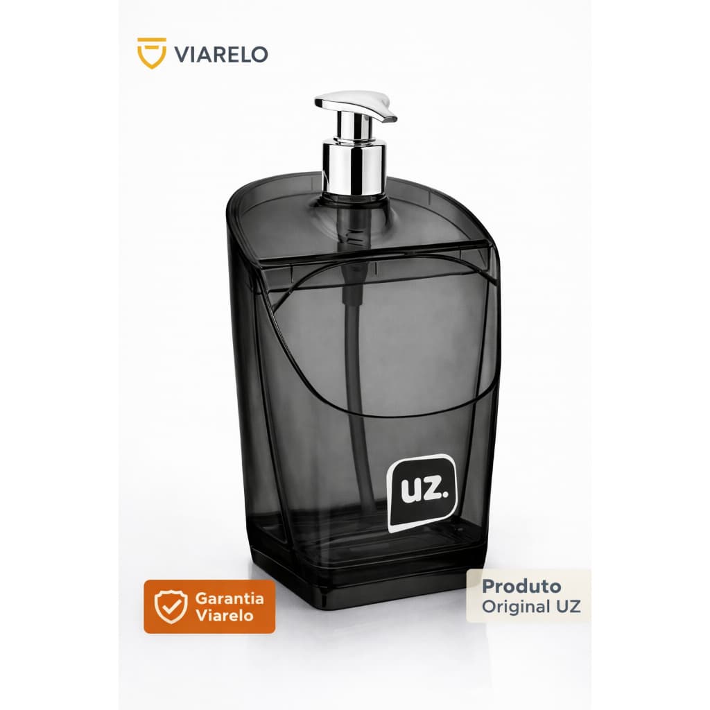 Dispenser Porta Detergente e Porta Bucha Preto Translucido– UZ - Bonito, elegante e moderno