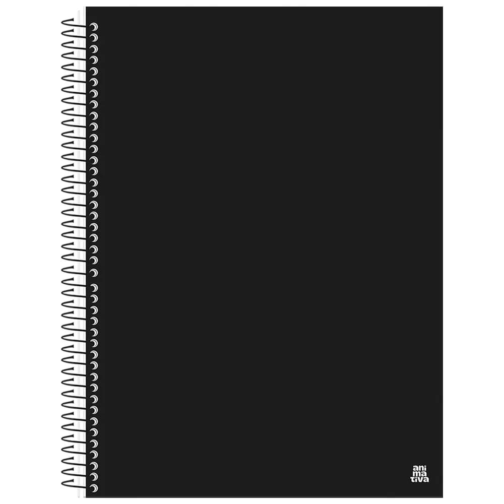 Animativa Caderno Universitário Escolar Capa Preta KBOM Black 200 x 275mm 1 à 20 matérias