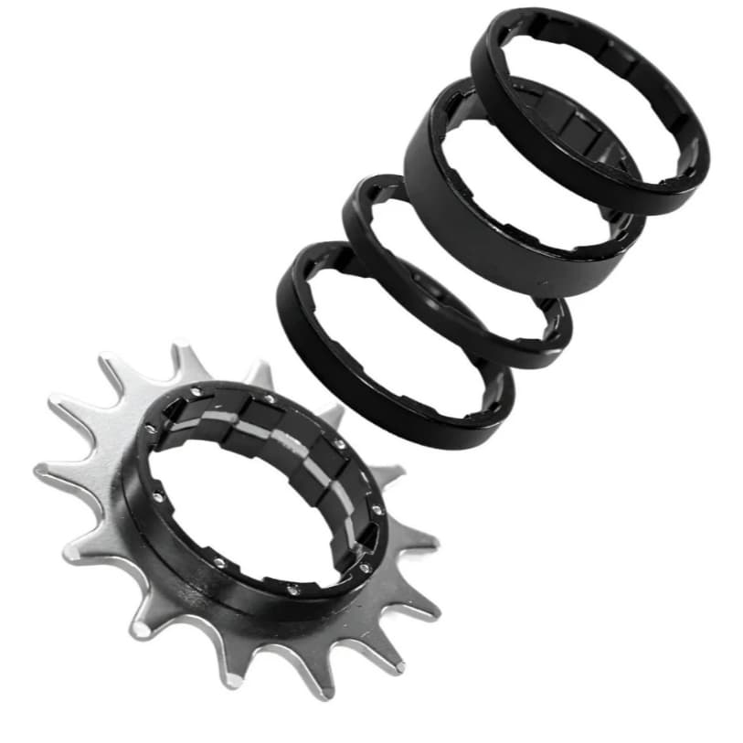 Kit Conversor Single Speed Cog 14D 16D Alumínio Preto GTA Para K7 HG Grau Freeride
