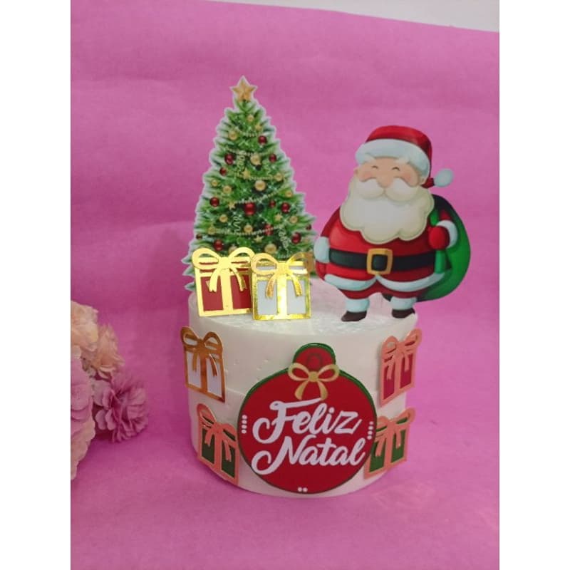 TOPO DE BOLO FELIZ NATAL/ TOPPER FELIZ NATAL/ TOPO DE BOLO PAPAI NOEL