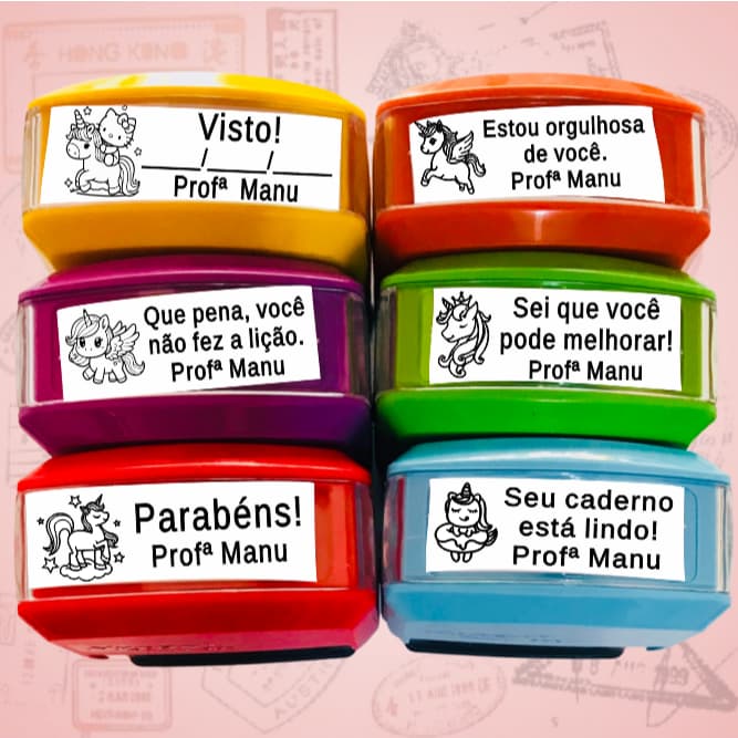 CARIMBO PEDAGÓGICO UNICÓRNIO PERSONALIZÁVEL