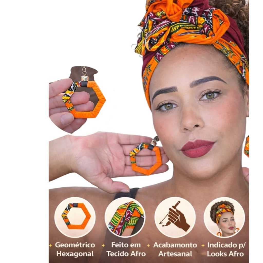 TURBANTE AFRO CHIC + BRINCO GEOMÉTRICO ****