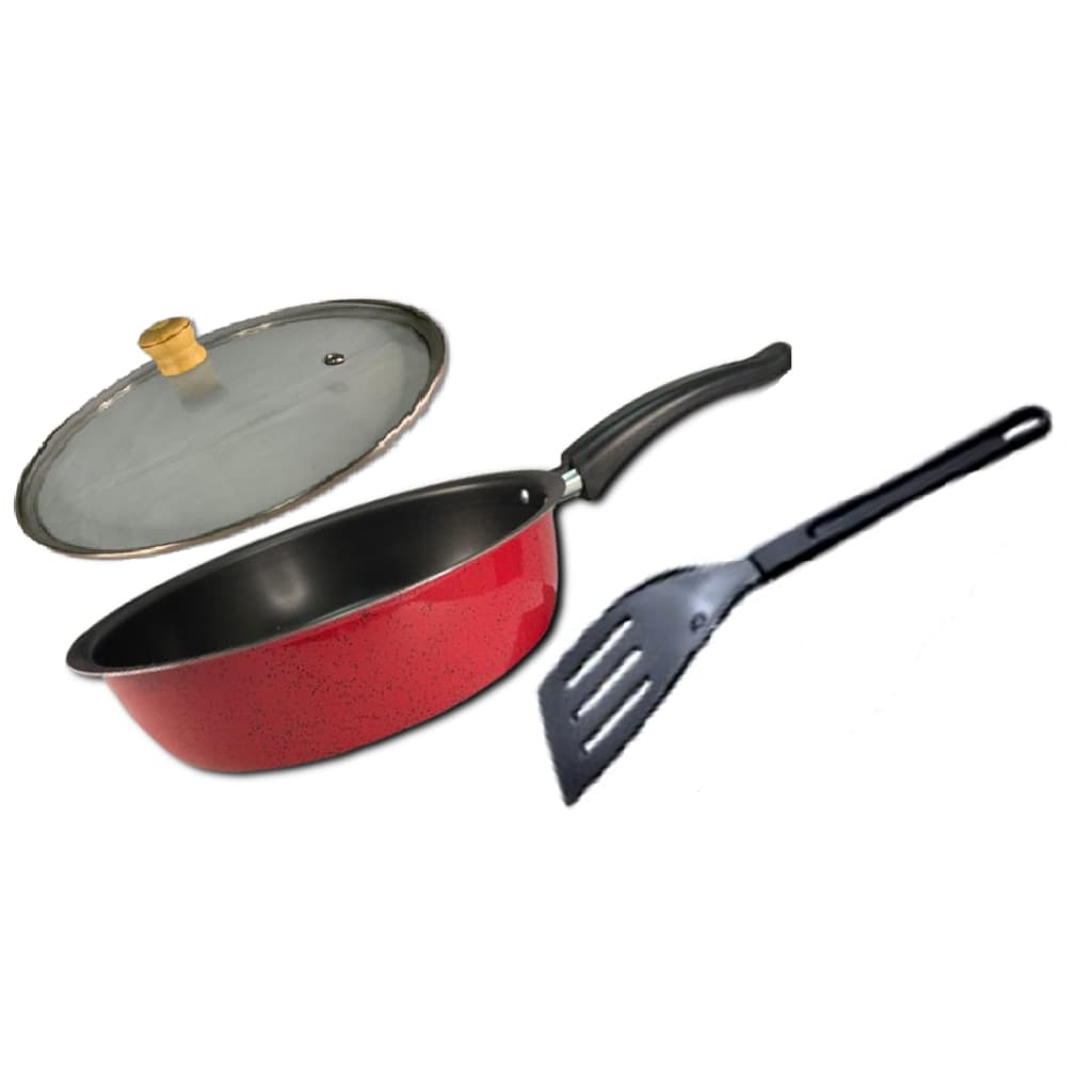 Frigideira Antiaderente Teflon Tampa De Vidro 1,85 Litros Limpeza Fácil + Espátula Nylon
