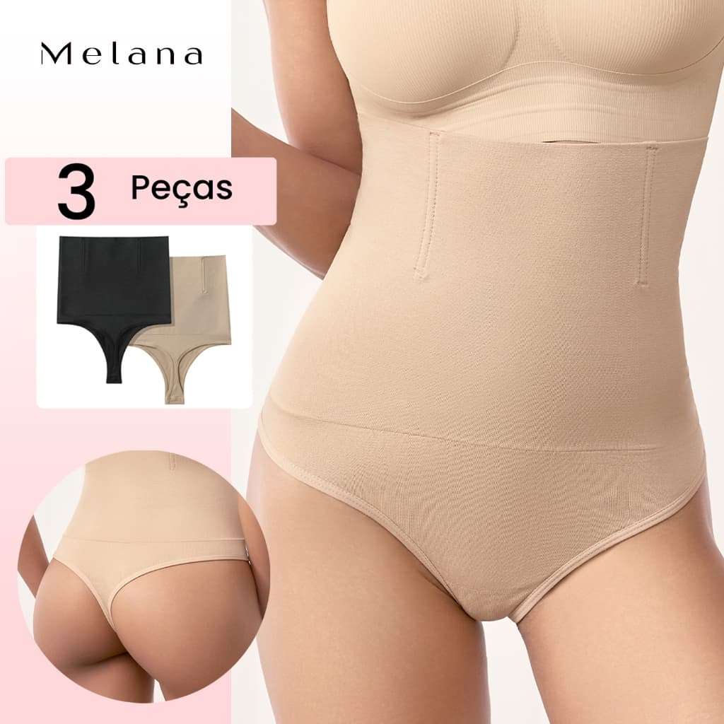 KIT 3 Modelador de Corpo Barbatanas Triângulo Pós-parto Shapewear Controle de Barriga Alta Compressão