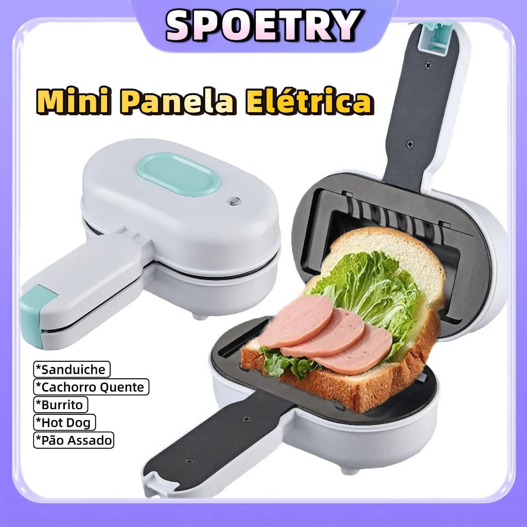 3 em 1 Elétrica Antiaderente Sanduicheira e Waffles/Donuts 750w 110V/220V Grelha Removível Portátil