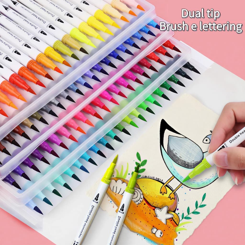 60/120 Cores Aquarela Conjunto De Canetas Marcadores De Arte Com Ponta Dupla/Tinta Base De Água material escolara