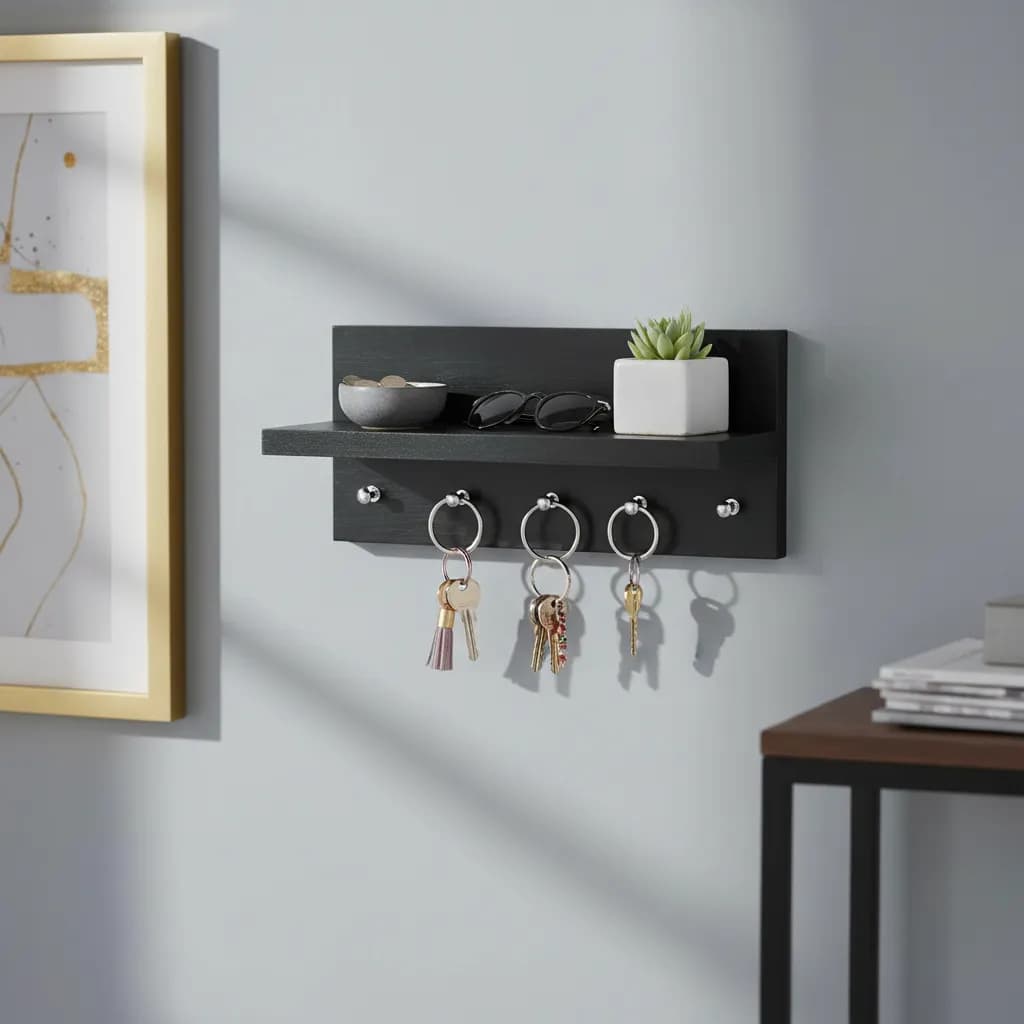 Porta Chave De Parede Organizador Com Prateleira Mdf