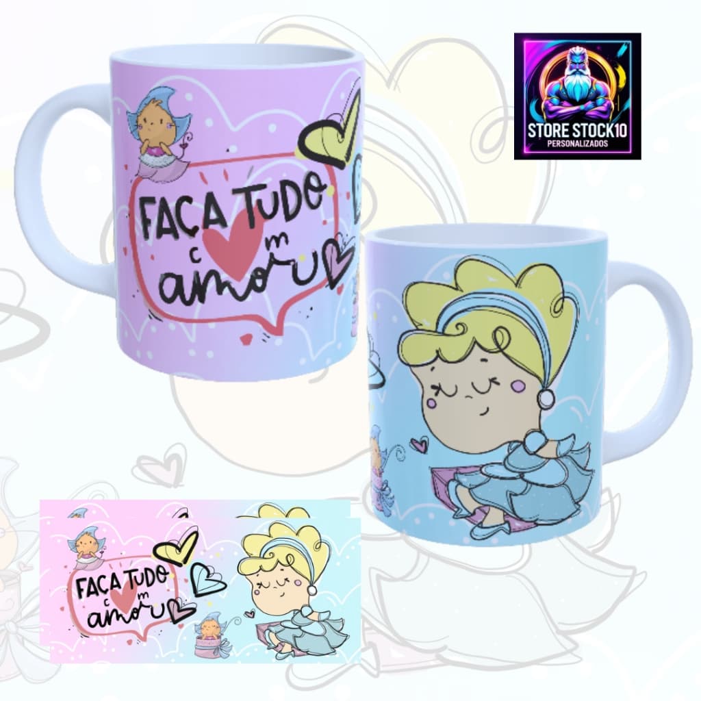 Caneca De Porcelana Princesa Motivada Frase Faça Tudo Com Amor