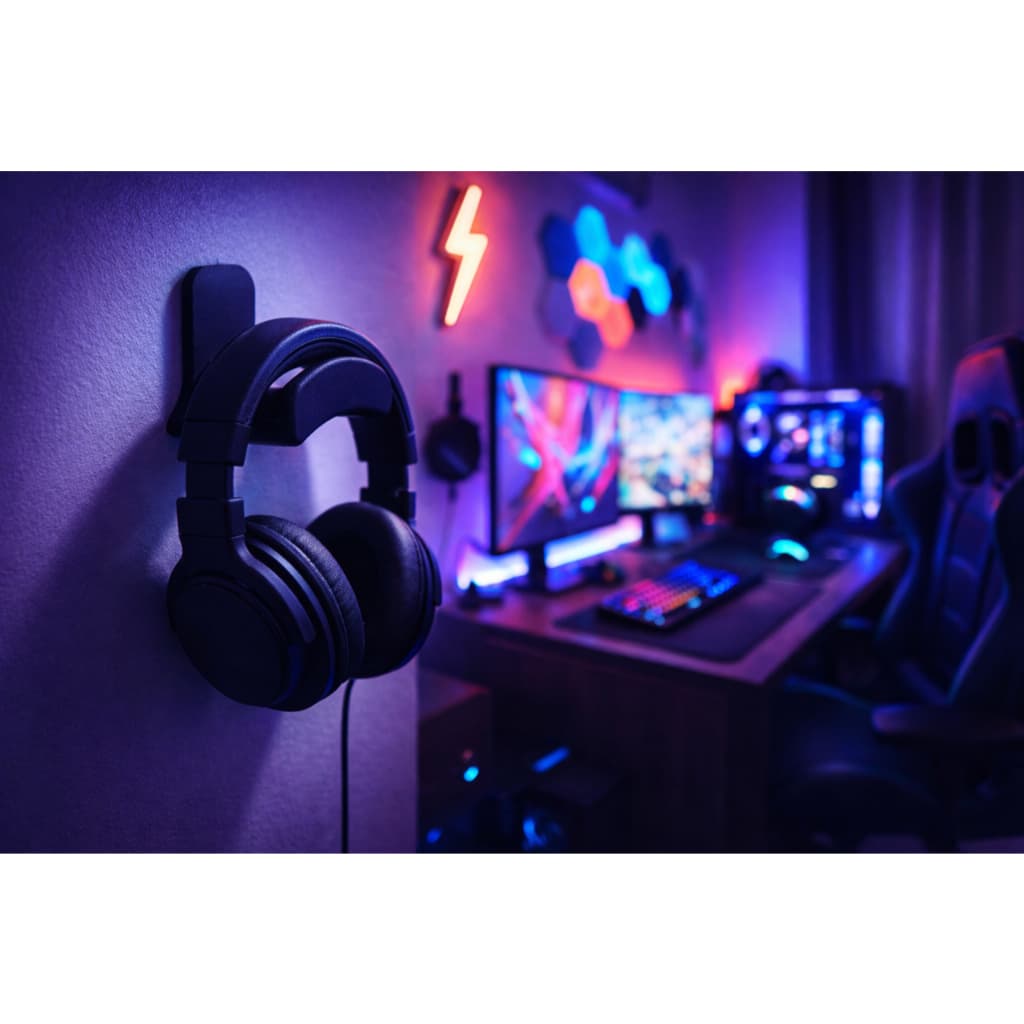 Suporte para Fone de Ouvido Gamer Headset Pc Suporte Parede Gamer N/Rgb
