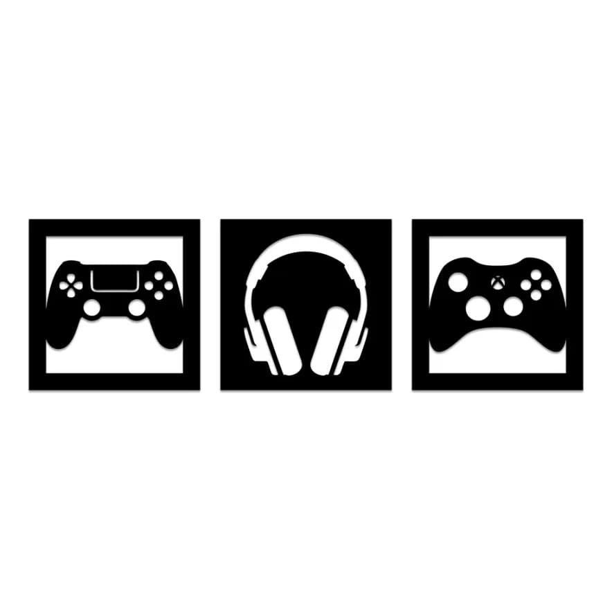 Kit decorativo 3 placas setup quarto gamer