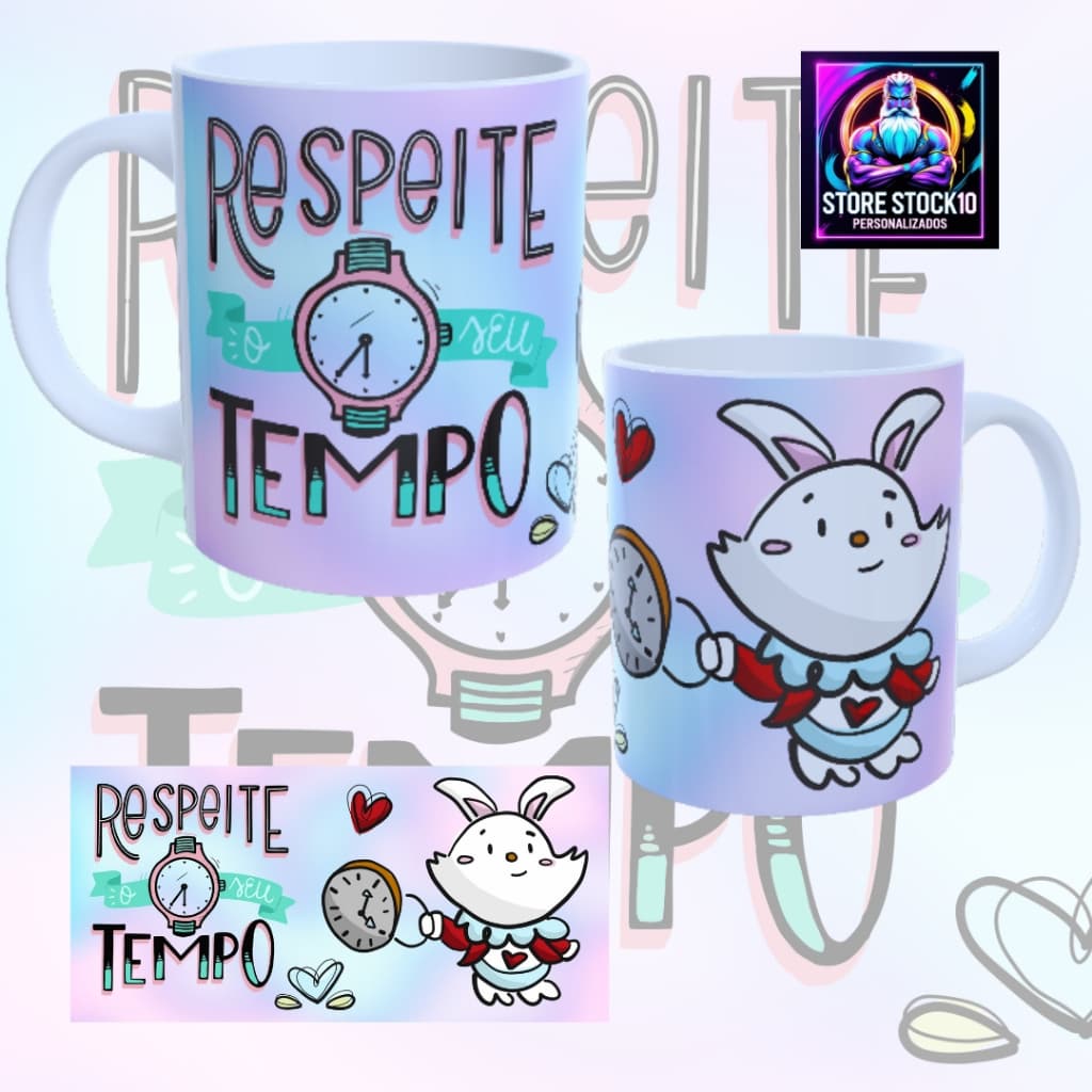 Caneca De Porcelana Frase Respeite o Seu Tempo 325Ml