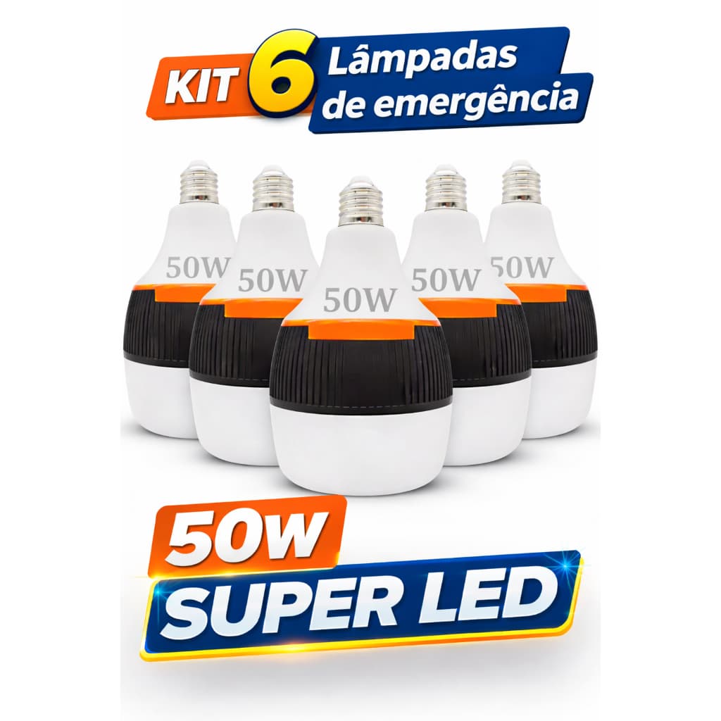 Kit 2/6 Lâmpada De Emergência Luz de Emergência Luminária de Emergência 50w Bivolt