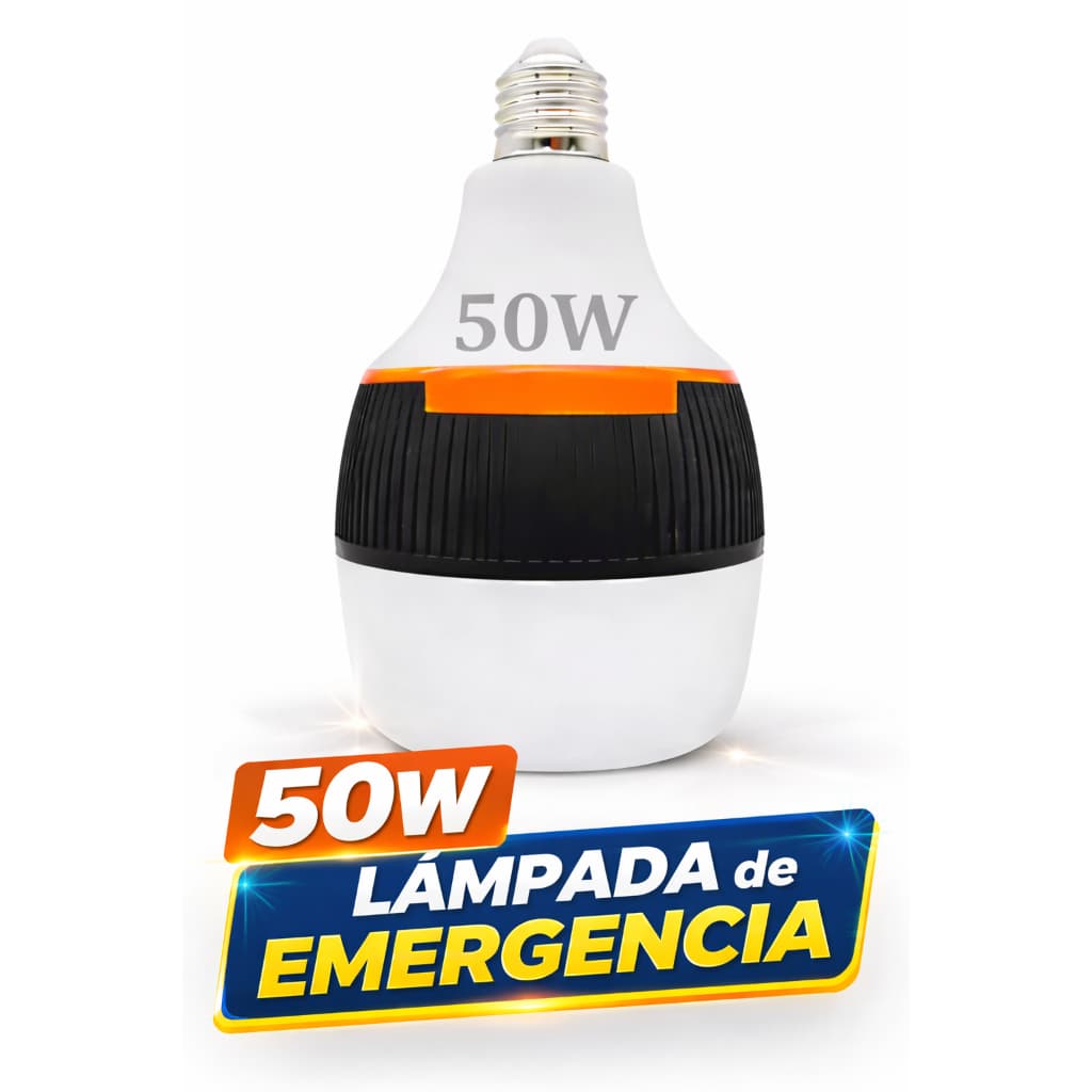Lâmpada LED Emergência 50W Recarregável Bivolt Automática Luz de Emergência Branca Ligada Após Faltar Energia