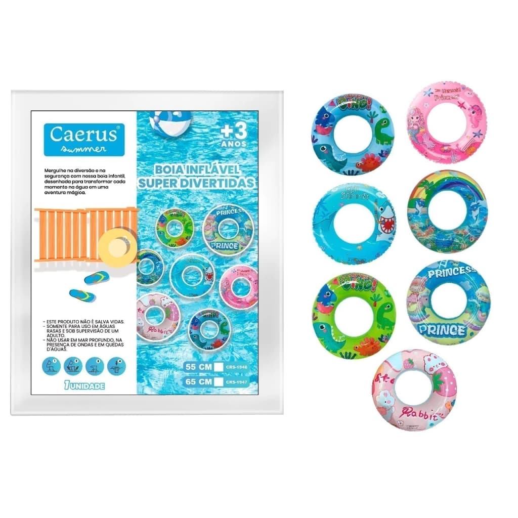 2 Boias Infláveis Redonda Infantil 65cm Piscina Estampa Sortidas Boia Inflável Verão Praia Diversão Crianças