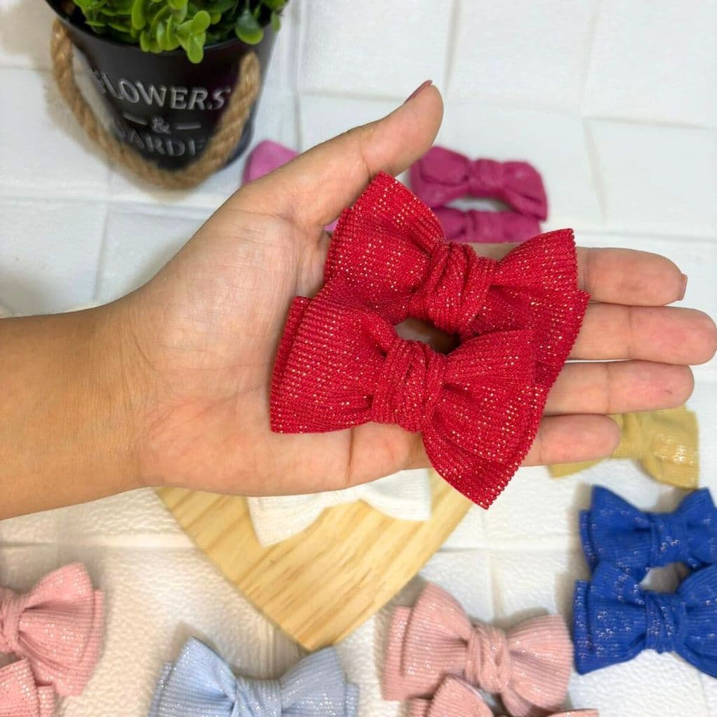 Laços de cabelo infantil vermelho Luxo