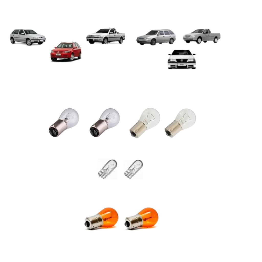 Kit Lâmpadas Lanterna Traseira Seta Ré Freio + Pingo T10 Família Gol Parati Saveiro Voyage 1985 A 2018