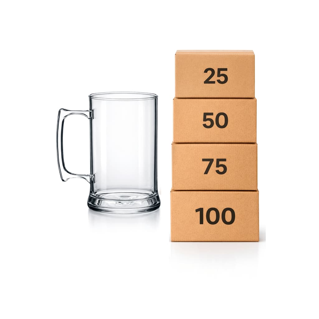 Canecas Chopp 300ml ou 430ml Acrílico Cristal Transparente Branco Liso